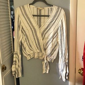 Blue and White Blouse